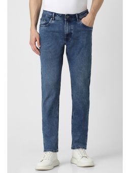 Peter England - Men Blue Mid Wash Classic Tapered Jeans