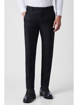 Van Heusen - Men Black Textured Slim Fit Trousers