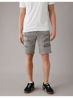 American Eagle - Men Grey AirFlex+ 9 Inches Ripped Denim Short
