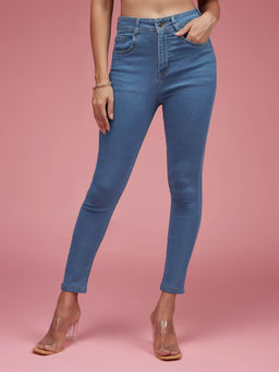 Miss Chase - Womens Light Blue Skinny High-Rise Denim Jeans