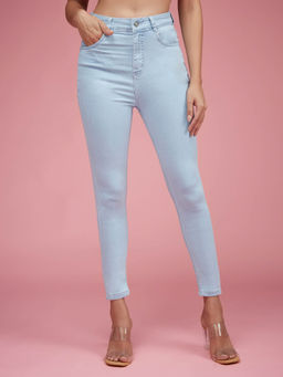 Miss Chase - Womens Light Blue Skinny High Rise Jeans