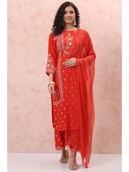 Rangriti - Orange Printed Suit Set (Set of 3)