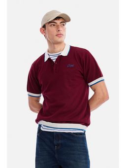 Snitch - Maroon Half Sleeves Regular T-Shirt for Men