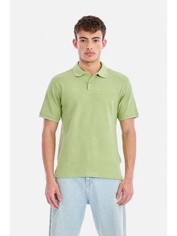 Snitch - Light Green Textured Half Sleeves Regular T-Shirt for Men