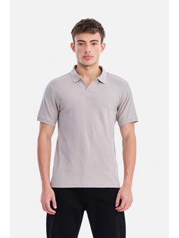 Snitch - Light Grey Textured Half Sleeves Regular Casual T-Shirt for Men