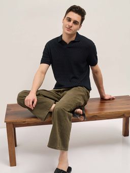 The Bear House - Men's Self Design Polo T-Shirt