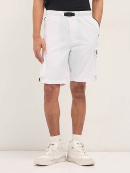 The Bear House - Men Solid Relaxed Fit Cargo Shorts