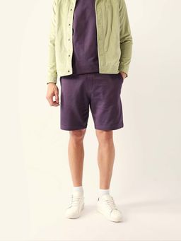 The Bear House - Men Purple Solid Cotton Relax Fit Shorts