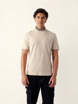 The Bear House - Men's Beige Solid T-Shirt