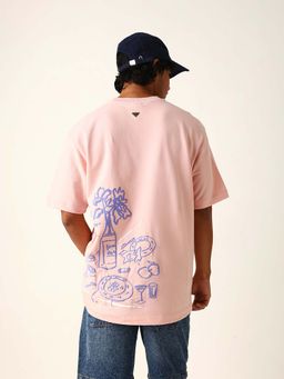 The Bear House - Men's Pink Printed T-Shirt