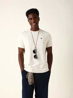 The Bear House - Men's Cream Solid T-Shirt