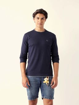 The Bear House - Men's Navy Blue Solid T-Shirt