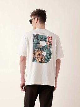 The Bear House - Men's Cream Printed T-Shirt