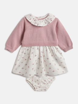 Chicco - Girls White Floral Print Dress with Shorts