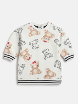 Chicco - Girls White Printed Half Sleeves Top