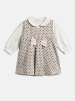 Chicco - Girls Brown Polka Dots Dress with Bodysuit