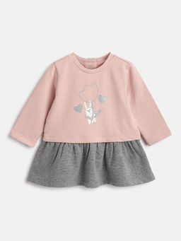 Chicco - Girls Peach Printed A-Line Dress