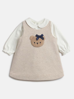 Chicco - Girls Brown Embroidered Dress with Top