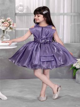 Lagorii - Girls Lavender Floral Waist Detail Party Dress