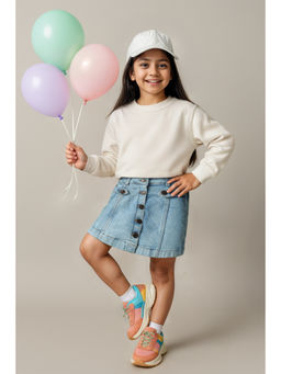 Tales & Stories - Girls Blue Solid Skirt