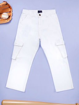KiddoPanti - Boys White Denim Straight Fit Jeans