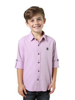 CHARCHIT - Boys Purple Cotton Regular Fit Plain Full Sleeves Casual Shirt