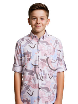 CHARCHIT - Boys Pink Regular Fit Printed Full Sleeves Casual Shirt