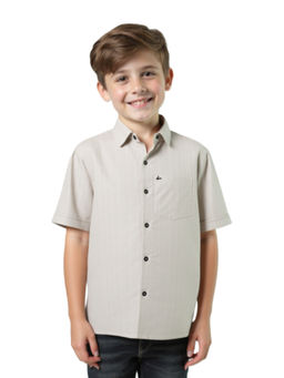 CHARCHIT - Boys Grey Regular Fit Plain Half Sleeves Casual Shirt