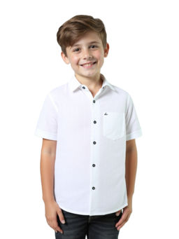 CHARCHIT - Boys White Regular Fit Plain Half Sleeves Casual Shirt