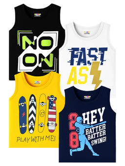 Kuchipoo - Boys Regular Fit Sleeveless Cotton T-Shirts (Pack of 4)