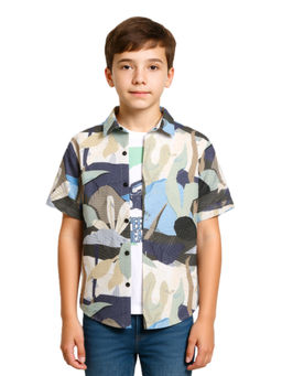 CAVIO - Boys Blue Regular Fit Printed Half Sleeves Shirt with T-Shirt