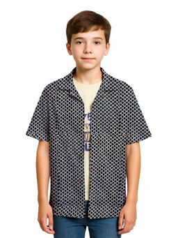 CAVIO - Boys Blue Regular Fit Printed Half Sleeves Casual Shirt with T-Shirt