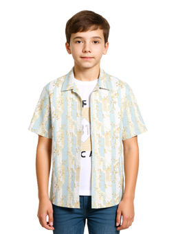 CAVIO - Boys Blue Regular Fit Printed Half Sleeves Casual Shirt with T-Shirt