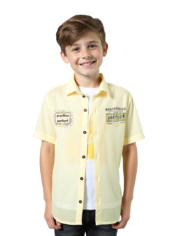 CAVIO - Boys Yellow Cotton Regular Fit Half Sleeves Shirt with T-Shirt
