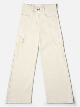 Tales & Stories - Girls White Cargo Pant