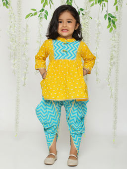 KID1 - Girls Yellow Jhankar Kurta and Dhoti (Set of 2)