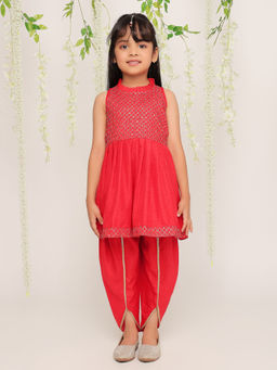 KID1 - Girls Nytara Red Peplum Kurta and Dhoti (Set of 2)