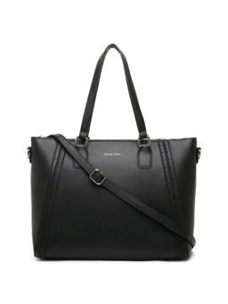 Diana Korr - Black Solid Faux Leather Tote Bag