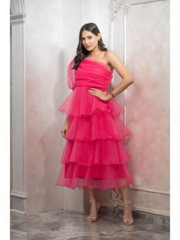 Label Swish - Bloom Hot Pink Organza Frill Dress