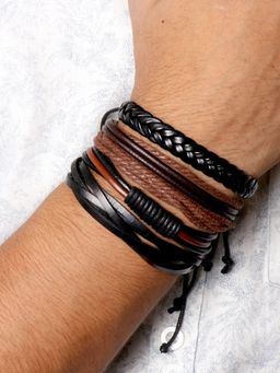 Joker and Witch - Joker & Witch Mason Set of 4 Brown and Black Bracelet