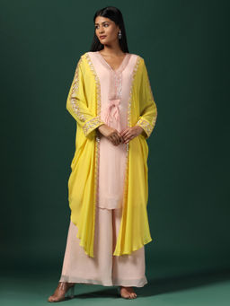 "Two Sisters" by Gyans - Pink Kaftan with Flared Pant (Set of 2)