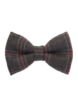 The Tie Hub - Grey With Pink Stripe Woolen Bowtie