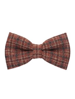 The Tie Hub - Red With Black Stripe Woolen Bowtie