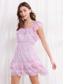Zink London - Women's Pink Tie & Dye Mini Dress