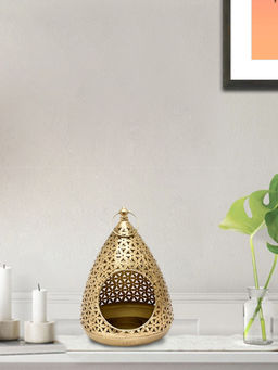 HomeTown - Tjori Iron Lantern in Gold Colour