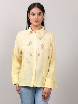OSKOS - Yellow Embroidered Regular Shirt