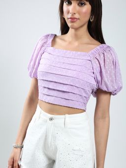 Sera - Purple Self Design Regular Top