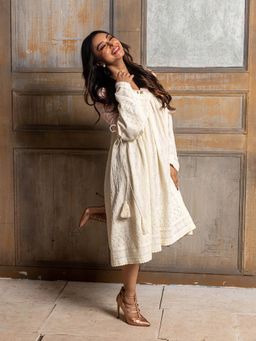 MONK & MEI - Sayonee-Pink Embroidered Dress