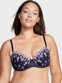 Victoria's Secret - Navy Blue Dream Angels Lightly Lined Bejeweled Demi Bra (36B)