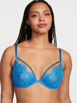 Victoria's Secret - Blue Very Sexy Shine Strappy Unlined Lace Low-Cut Demi Bra